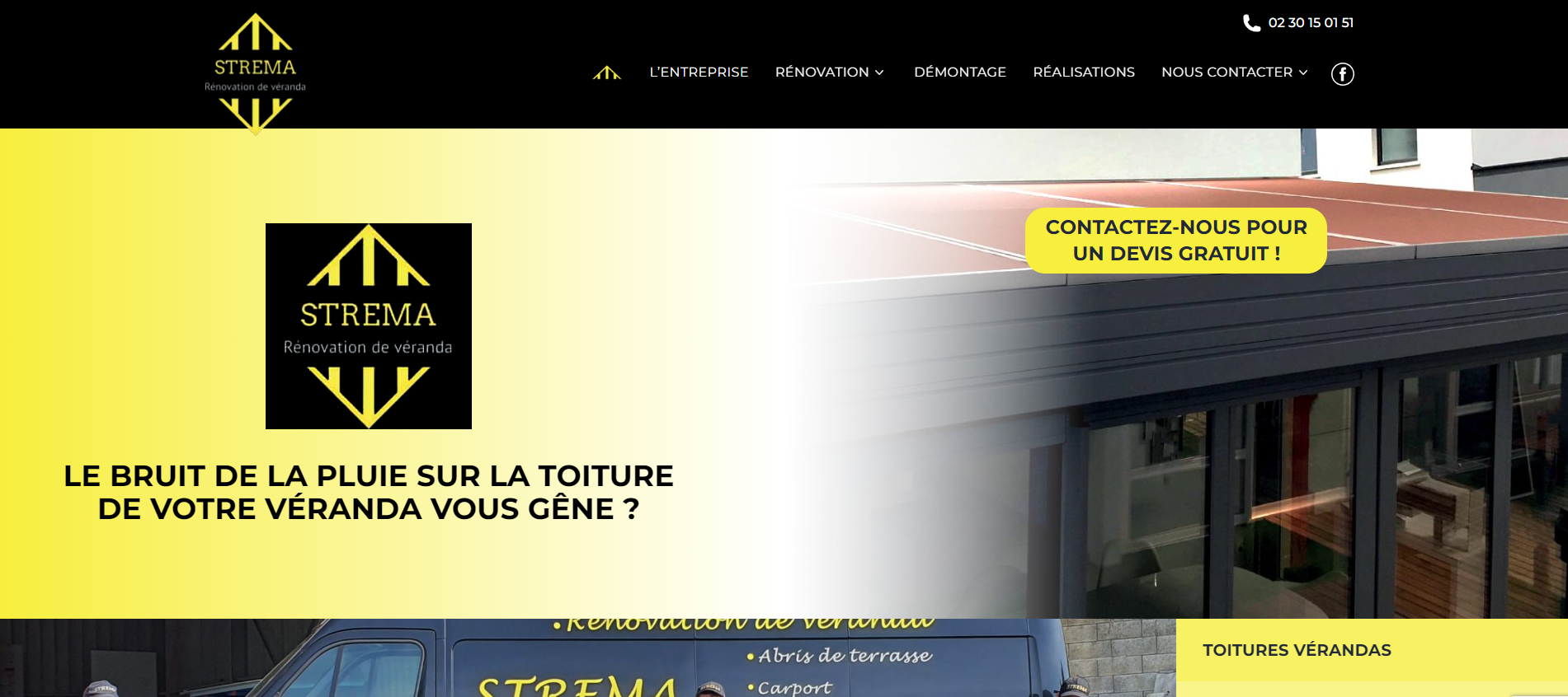 Capture d'écran du site internet strema.